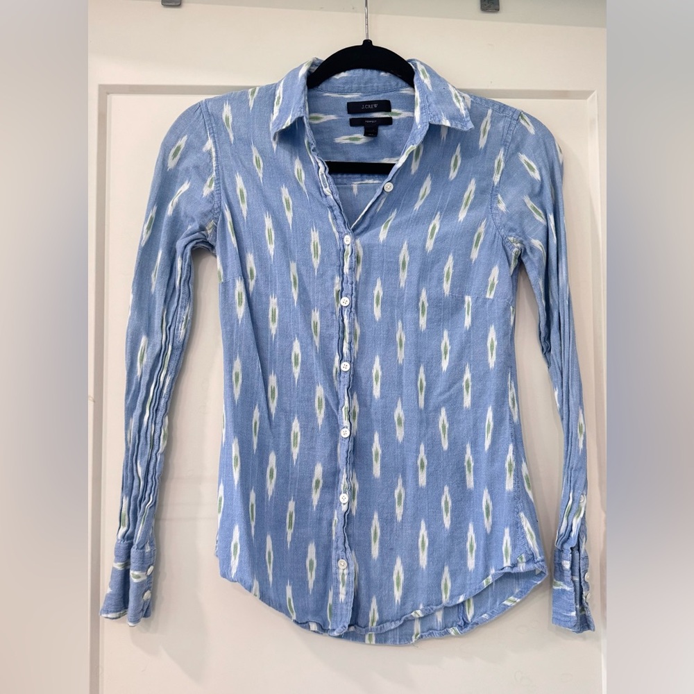 J. Crew Light Blue Ikat Shirt